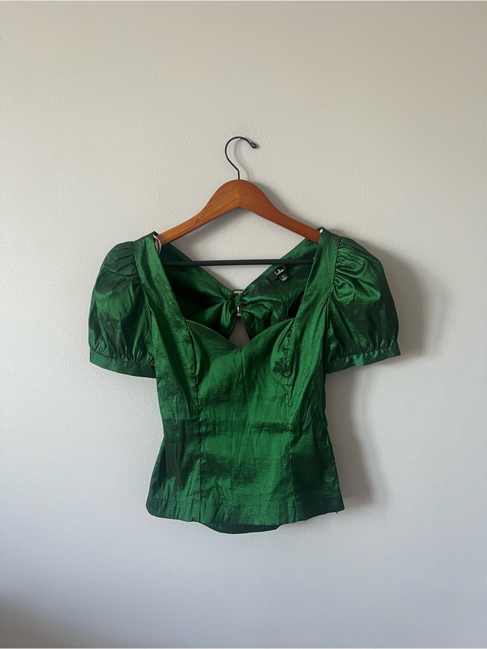 Lulu's Shimmering Emerald Puff Sleeve Top